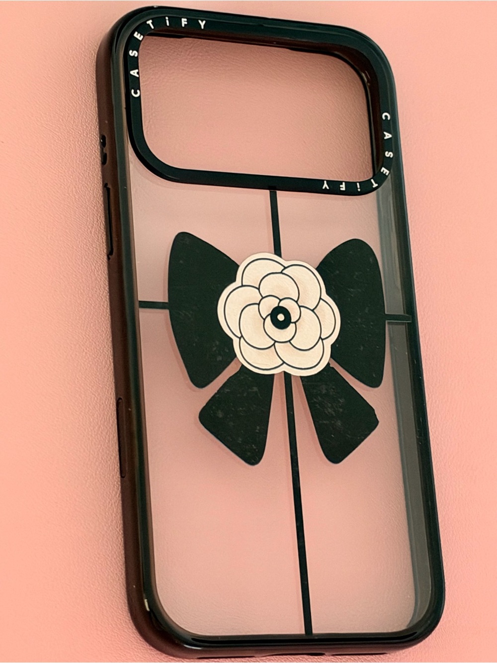 CASETiFY iPhone 17 pro max Black Bow Floral Clear Impact Phone Case